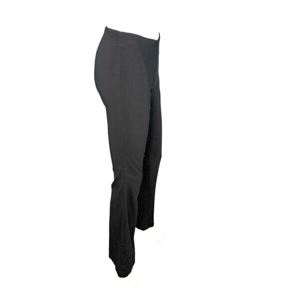 90s Y2K VTG Size XS Whimsigoth Pants Flare Low Rise Black Back Zip Beaded - Picture 3 of 9